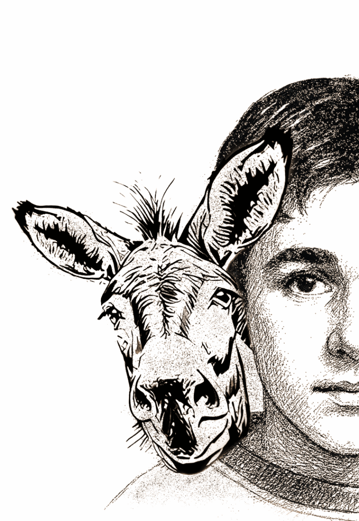 Dibujo de niño con burra.